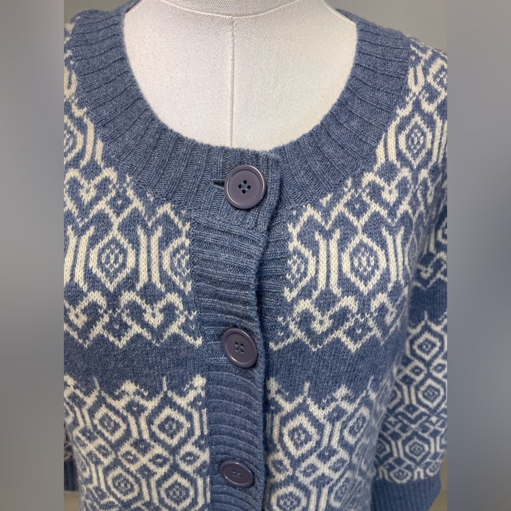 Carroll Reed 100% Lambs Wool Fair Isle Cardigan - Picture 5 of 11